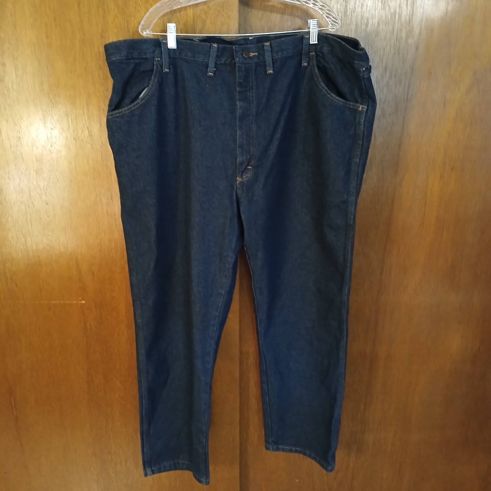 Rustler Wrangler Heavyweight Denim Regular Fit Straight Leg 46x30 Dark Wash NWT thumbnail 2