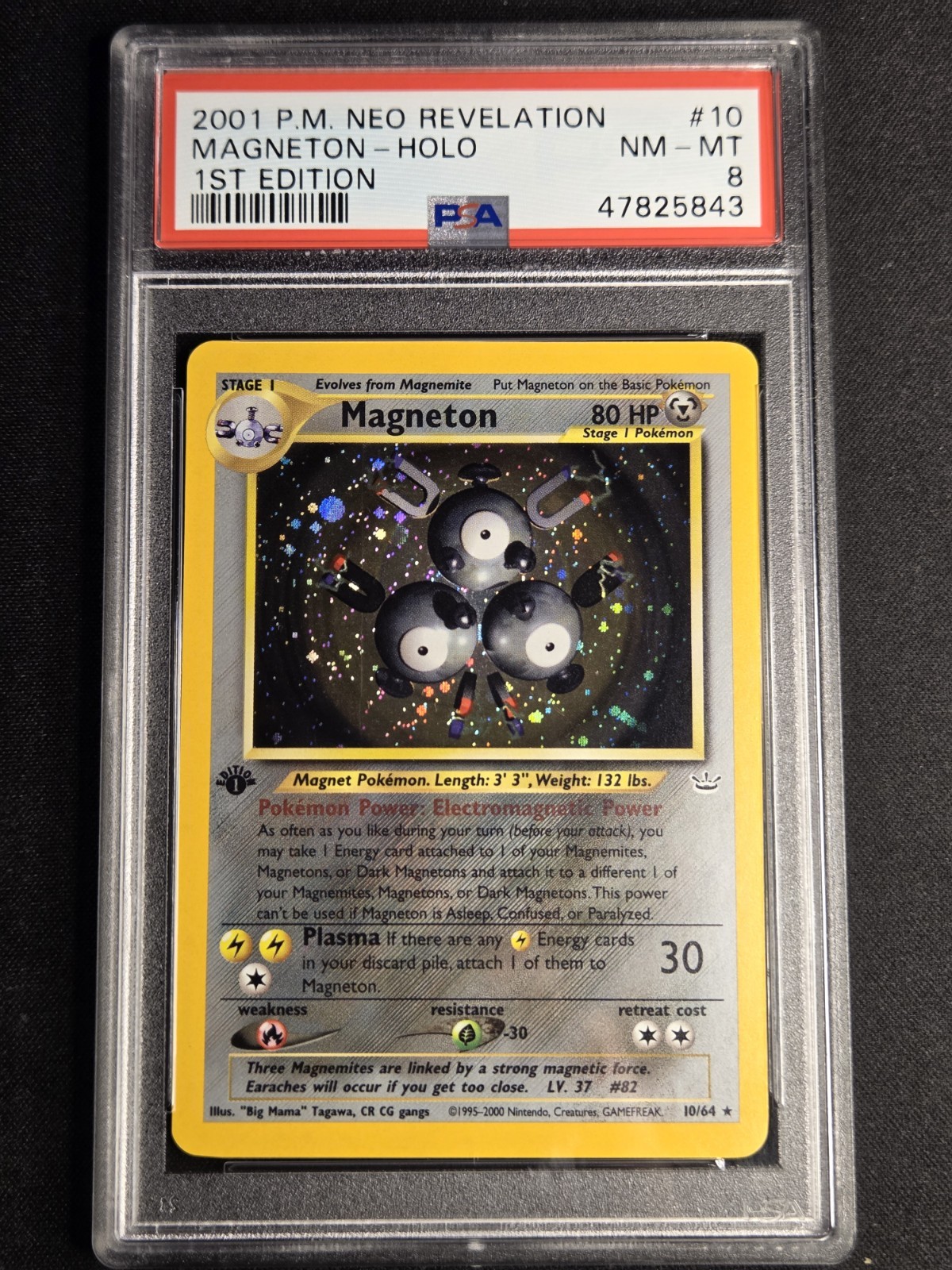 Magneton 10/64 1st Edition Neo Revelation ❗DOUBLE HOLO PSA 8 Rare Pokemon Card