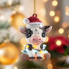 Personalized Cow Christmas 2D Ornament, Highland Cow Ornament, Custom