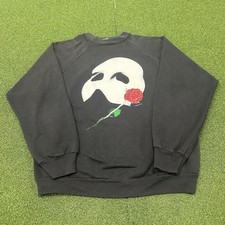 Vintage The Phantom Of The Opera Sweatshirt Black Mens Sz L Glows In Dark