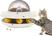 UFO Automatic Interactive Puzzle Cat Feeder Dispenser Toy For Dry Food - White