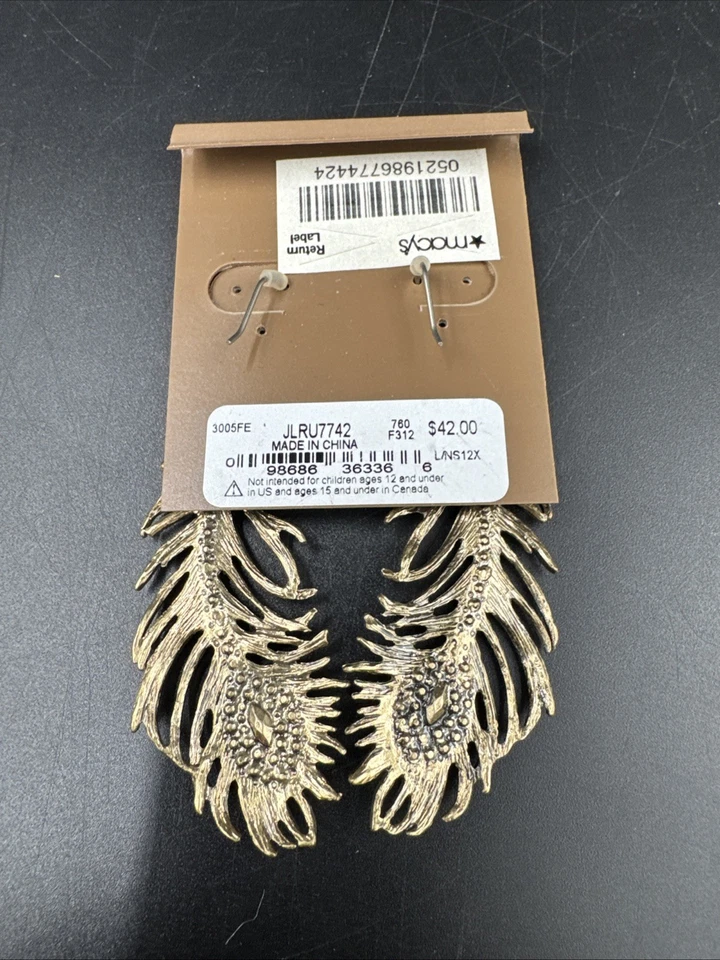 Lucky Brand! Женские серьги-капли с длинными каплями перо золото серебро цвет 3 дюйма - Изображение 3 из 4