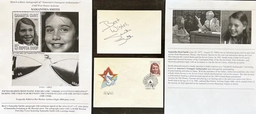 COLD WAR USSR-USA CHILD DIPLOMAT SAMANTHA SMITH AUTOGRAPH+FDC RUSSIA STAMP COVER