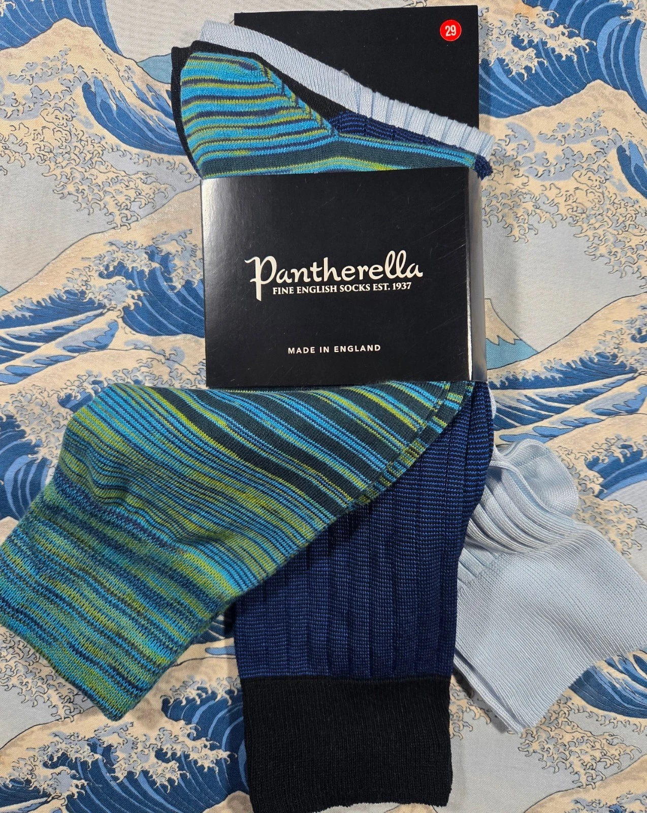 Pantherella Men's English Cotton Socks 3-Pack Striped Dress UK 6-7 EU 39-40 £54