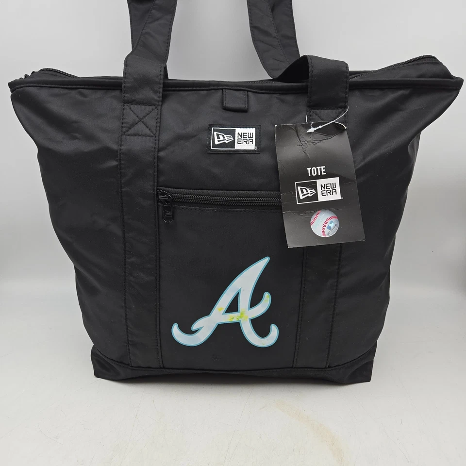 New Era Atlanta Braves Pack Tote Bag Black Zipped Nylon A Logo MLB Baseball - Image 3 of 4