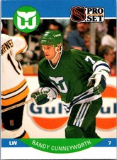 1990 Randy Cunneyworth Pro Set Hockey #101b Hartford Whalers