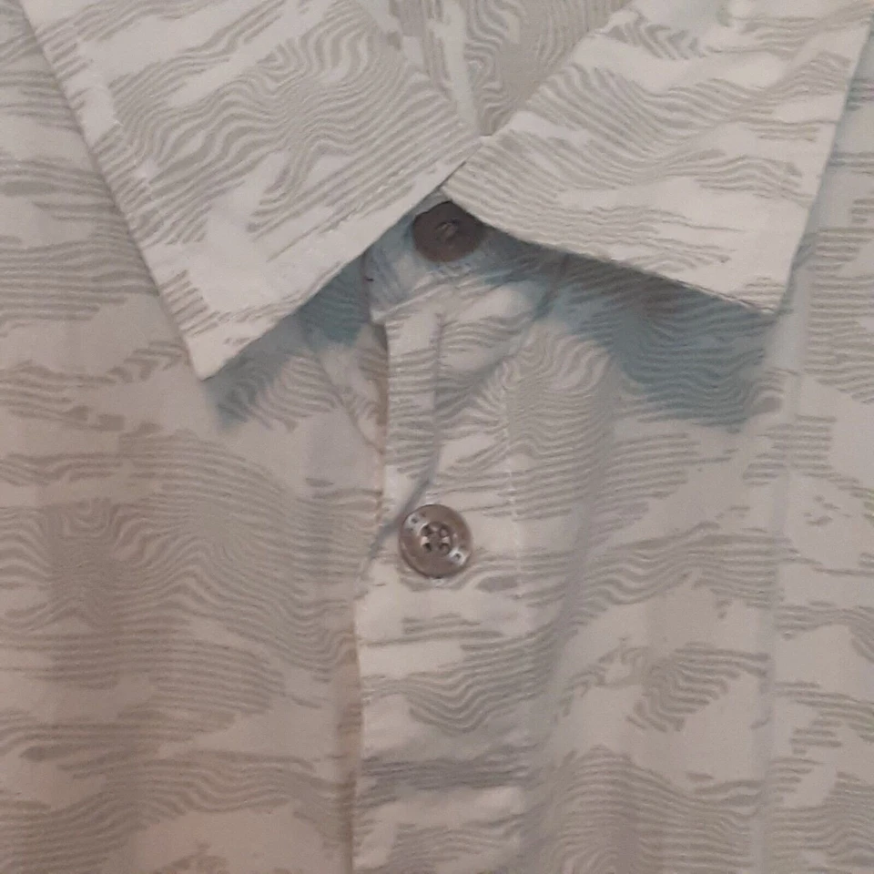 Oakley Button Up Shirt Adult Mens XL Gray White Short Sleeve Pocket Cotton - Image 3 of 4