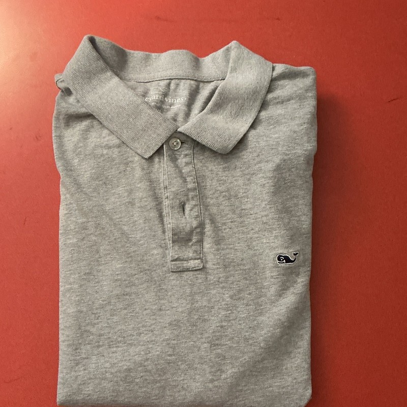 Vineyard Vines Men's XXL Gray Solid Classic Fit Stretch Polo Shirt Logo