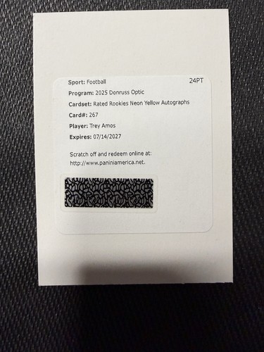 2025 Donruss Optic Trey Amos Neon Yellow (RAW)