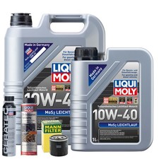 Motoröl 10W40 LIQUI MOLY Mos2 Leichtlauf 6L +MANN Ölfilter +Spülung +Cera Tec