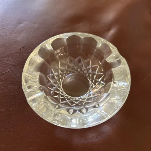 Vintage Waterford? Cut Crystal Glass Colleen Pattern Round Ashtray Small 3 1/2"