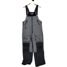 Ice Armor by Clam Ice Fishing Bibs Overalls Men’s Large Black Grey EdgeX Fleece