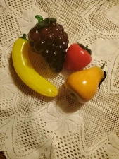 Lot of Four Vintage Murano Style Hand Blown Glass Art Fruit Decor
