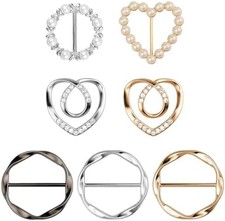 7PCS Premium Scarf Ring Clip, Cute T-Shirt Clips for Women Clothing, 4 Different
