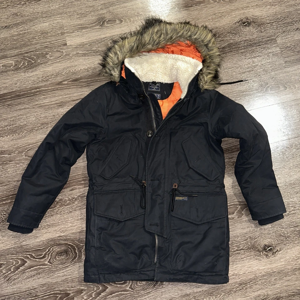 Chaqueta Abercrombie and Fitch Para Hombre XS Sherpa Forrada Con Capucha Parka Tareas Abrigo Foto 2 de 4