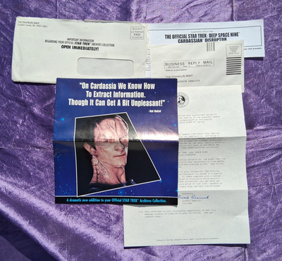 Franklin Mint Star Trek DS9 Cardassian Disruptor Mailer Brochure