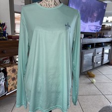 New Mens Guy Harvey  Polyester LS Fishing Shirt Yellow UPF 30 NWT Performance M