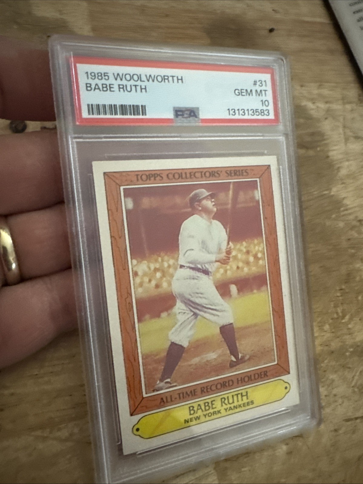 Babe Ruth Vintage Baseball Card PSA 10 Gem Mint New York Yankees Woolworth 1985 view 3