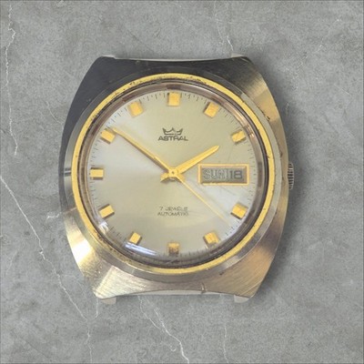 Vintage Astral 7 Jewels Automatic Herrenuhr tickt aber braucht Service/Reparatur 