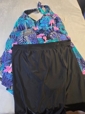 Swimsuits For All 2-Piece Swim Set Womens 24 Multicolor Tropical Halter Neck NWT