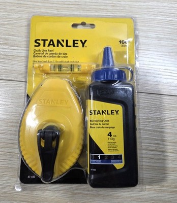 Stanley 47-443 Chalk Box Set: 100' Line Length, Bottle of Blue Chalk, Line Level