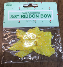 2 Packages Crafting Ribbon Bows 3/8 Inch Pack Of 6 Yellow Mini Dot