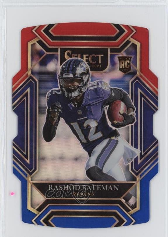 2021 Select Club Level Red & Blue Prizm Die-Cut Rashod Bateman Rookie RC 14bm