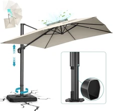 HOTIME 10'x10' Patio Umbrella Offset Pool Cantilever Umbrella Double Top Upgrade