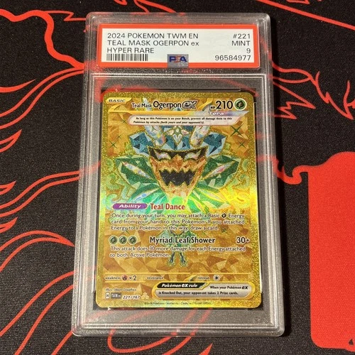 PSA 9 MINT Pokemon Teal Mask Ogerpon ex TWM EN Hyper Rare 221/167 UK Seller