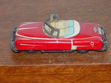 Vintage Tin Friction Red Convertble Toy Car. Made in Japan