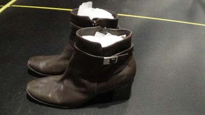 PREDICTIONS Brown Side Zip Leather Ankle Boots - SIZE 11 HIGH HEAL