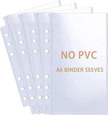 A6 Budget Binder Sleeves 80 Pack, 6-Hole Clear Binder Inserts, Double-Sided Budg
