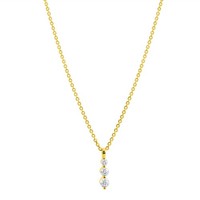 375 Gelbgold AnhäNger Mit Kette 45Cm 3 Zirkonia Damen 9 Karat Schmuck NEU
