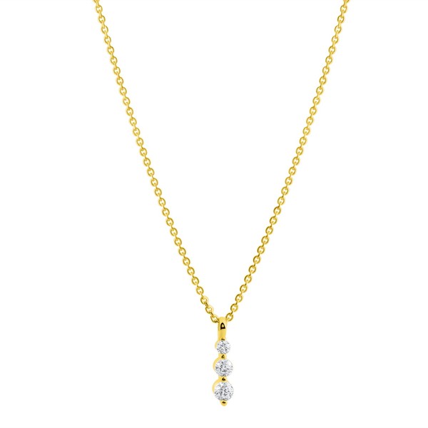 375 Gelbgold AnhäNger Mit Kette 45Cm 3 Zirkonia Damen 9 Karat Schmuck NEU-image