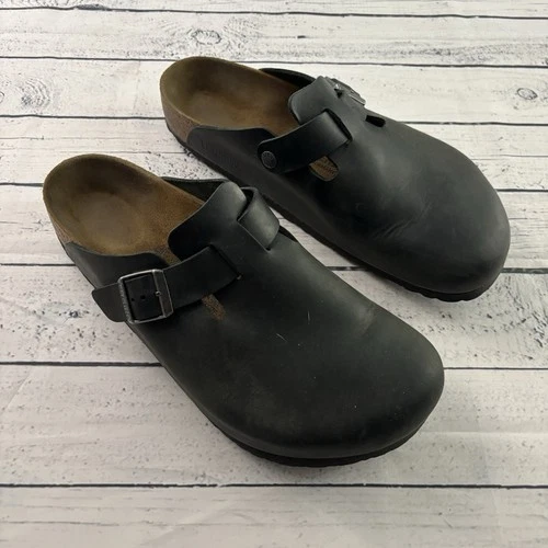 Birkenstock Boston Oiled Leather Clogs Men's 45 Black Size 12
