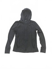 Souluxe Black gym activewear jacket stretchy thumb hole sleeves womens size M