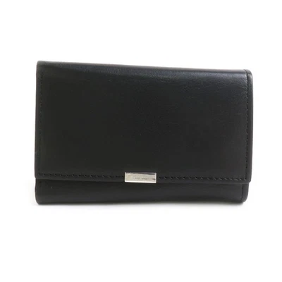 Authentique étui à clés Salvatore Ferragamo noir/argent cuir/métal - r11140a - Photo 1/4