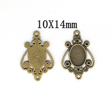 25PCS Bronze Tone Oval Cabochon, Floral Tray Charm Pendant, Bezel Blank BCB70