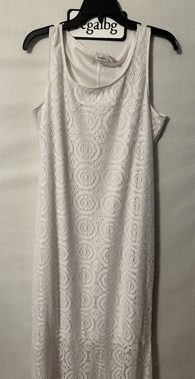 Cato White Lace Dress total length 58" sleeveless size Large | eBay