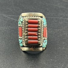 Amazing Beautiful Handmade Traditional Tibetan Nepalese BrassMade Colourful Ring