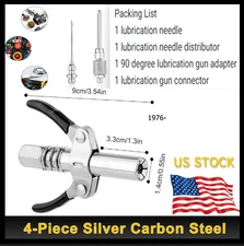Grease Gun Accessory Kit 90 Degree Coupler Adapter Needle Tips Dispenser SteelUS
