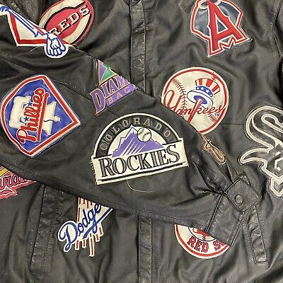 Vintage 90s JH Design MLB Patch Leather Baseball Rare Jacket Vintage 90s JH Design MLB Patch Leather Baseball Rare Jacket