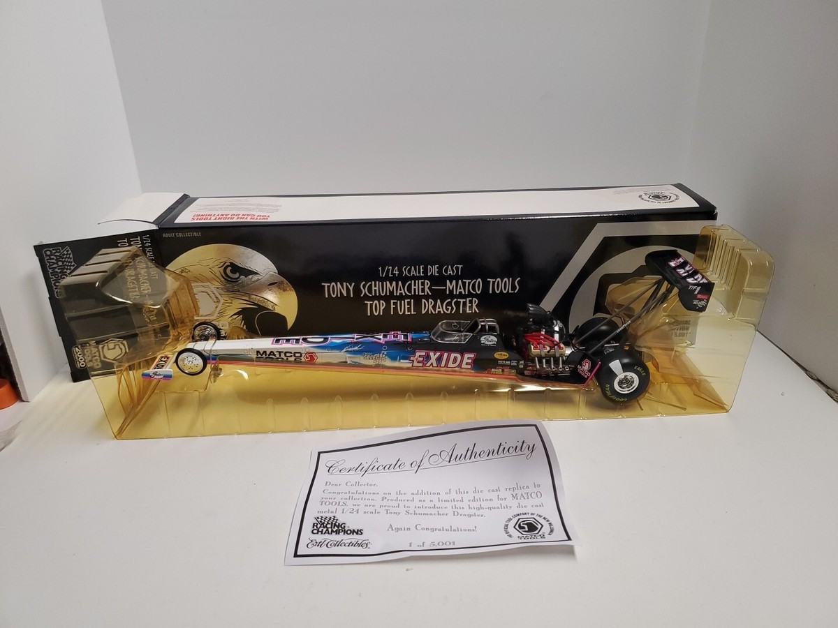 1/24 DRAGSTAR　ミニカー Tony Schumacher 1:24 Scale Top Fuel Dragster Exide 1999 Ertl