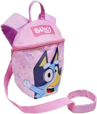 Bluey Kinder Mädchen Rucksack mit Zügeln & Gurt Kleinkind Tasche Alter 1-4 Jahre - Rosa