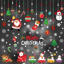 Merry Christmas Window Stickers Tree Santa Claus Shop Wall New Year Decor USA