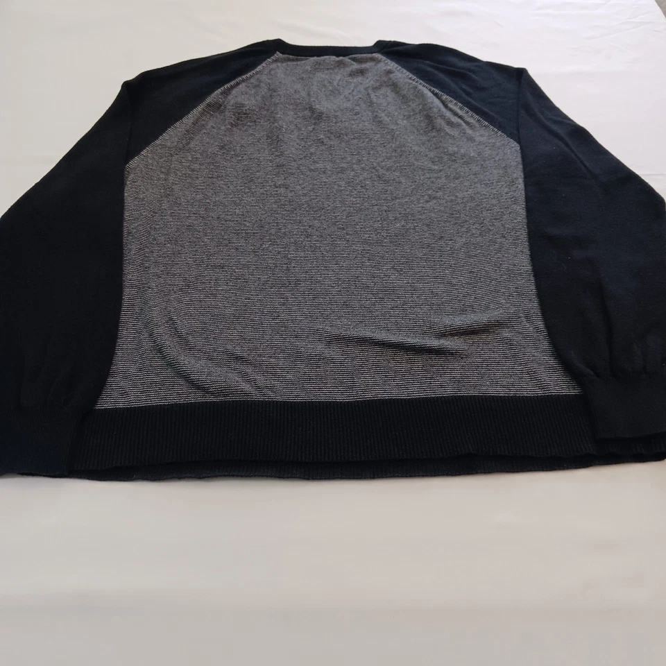 Винтажный Merona v-образным вырезом мужской черный и серый пуловер толстовка с длинным рукавом размер 2XL - Изображение 2 из 4