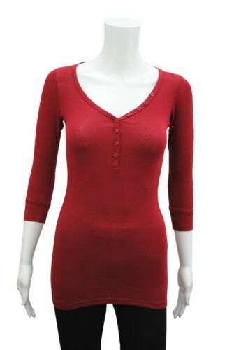 Marks & Spencer Ladies Ribbed Henley Neck T-Shirt - Cotton Rich, Short Sleeve, Slim Fit