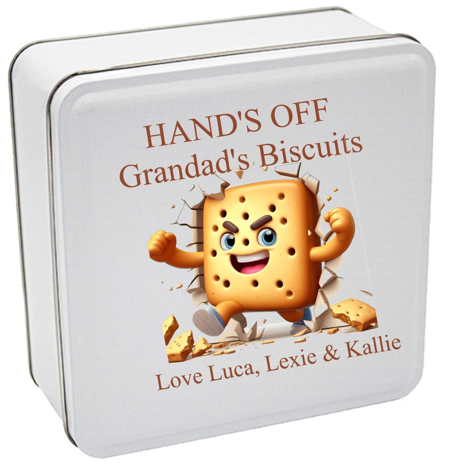 PERSONALISED biscuit tin CHOCOLATE TIN CAKE TIN FUNNY GRANDAD ANY NAMES ADDED