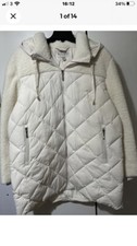 Uug Koolaburra Hooded Cream Quilted Sherpa Coat Bnwt Size Xl Rrp £199