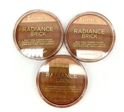 3 PACK - Rimmel Radiance Brick Multi-tonal Shimmer Powder 0.42 oz - Dark